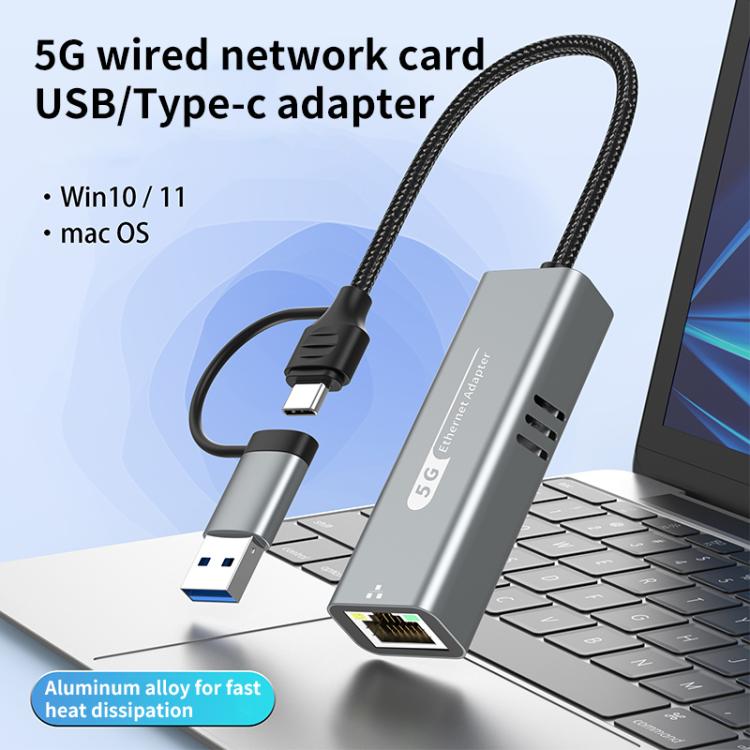 Adattatore Ethernet Gigabit USB-C e USB 3.0 a RJ45 5G
