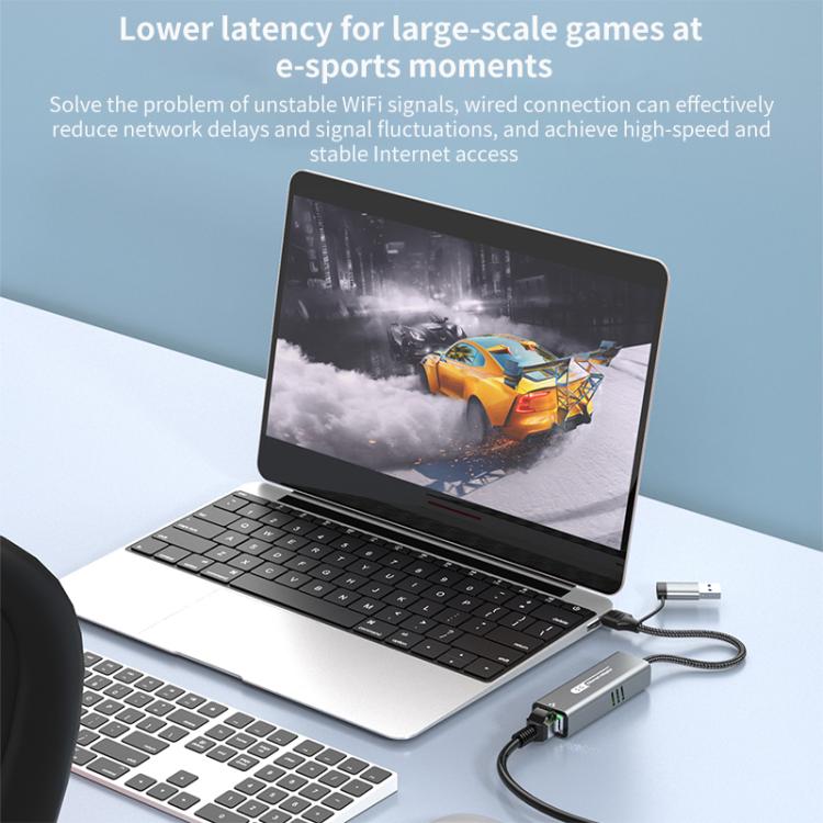 Adattatore Ethernet Gigabit USB-C e USB 3.0 a RJ45 5G