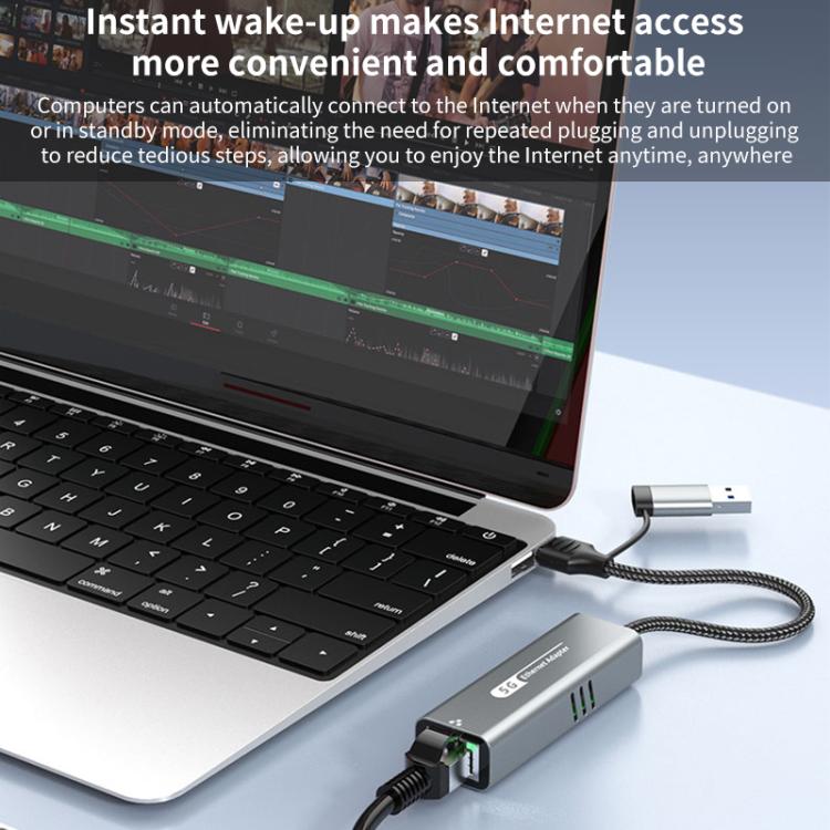 Adattatore Ethernet Gigabit USB-C e USB 3.0 a RJ45 5G