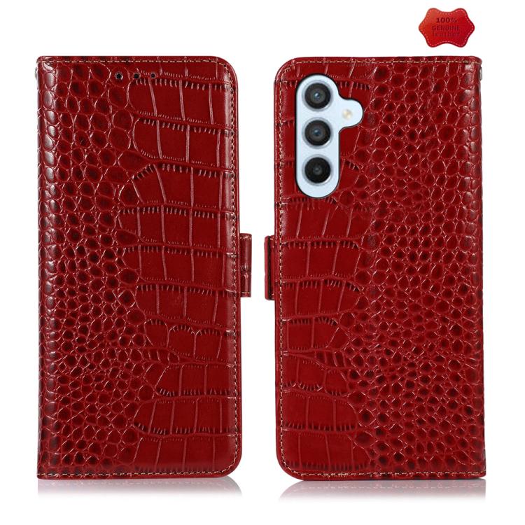 Custodia per telefono in pelle di vacchetta con strato superiore in coccodrillo, For Galaxy S26 FE 5G, For Samsung Galaxy S26 Edge 5G, For Samsung Galaxy S26 Ultra 5G, For Samsung Galaxy S26 5G, For Samsung Galaxy S25 FE 5G, For Samsung Galaxy S25 Edge 5G