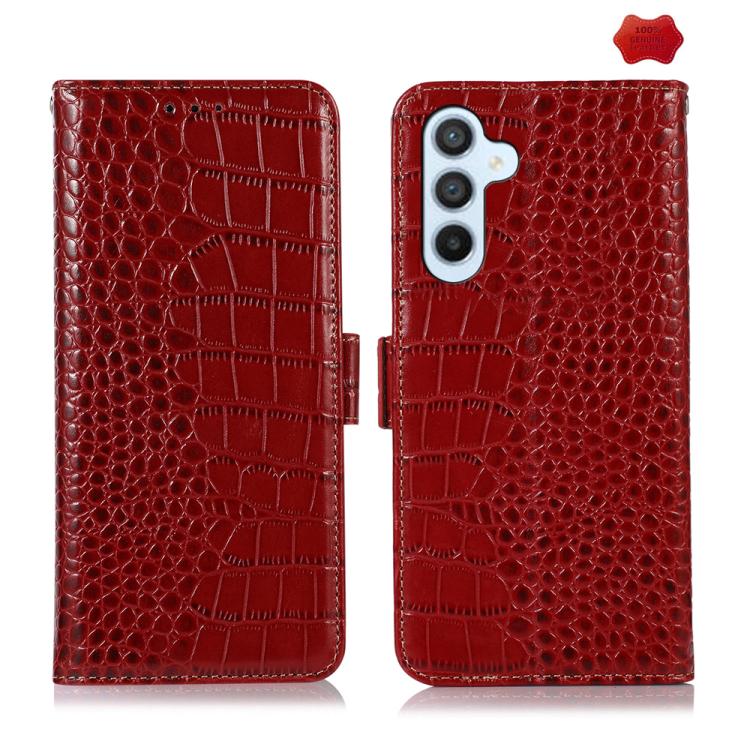 Custodia per telefono in pelle di vacchetta con strato superiore in coccodrillo, For Galaxy S26 FE 5G, For Samsung Galaxy S26 Edge 5G, For Samsung Galaxy S26 Ultra 5G, For Samsung Galaxy S26 5G, For Samsung Galaxy S25 FE 5G, For Samsung Galaxy S25 Edge 5G