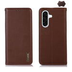 Custodia per telefono in pelle di vacchetta con strato superiore in nappa KHAZNEH, For Galaxy S26 FE 5G, For Samsung Galaxy S26 Edge 5G, For Samsung Galaxy S26 Ultra 5G, For Samsung Galaxy S26 5G, For Samsung Galaxy S25 FE 5G                           ...