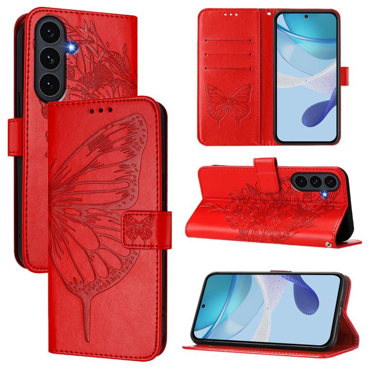 Custodia per telefono in pelle con farfalla in rilievo, For Galaxy S26 FE 5G, For Samsung Galaxy S26+ 5G, For Samsung Galaxy S26 Edge 5G