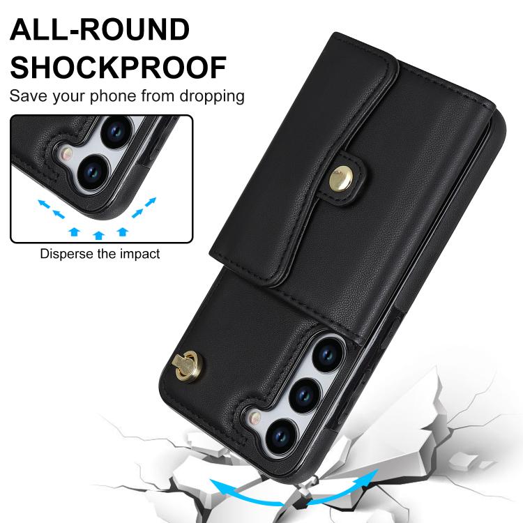 Custodia per telefono con slot per schede RFID e cordino lungo, For Samsung Galaxy S24 5G