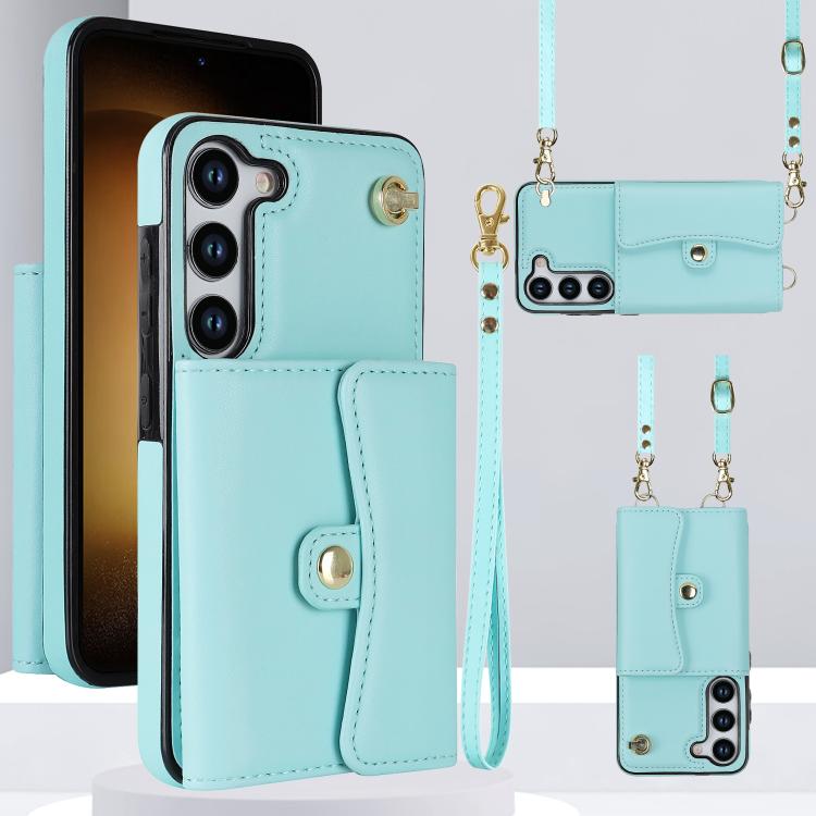 Custodia per telefono con slot per schede RFID e cordino lungo, For Samsung Galaxy S25+ 5G, For Samsung Galaxy S25 Ultra 5G, For Samsung Galaxy S24 Ultra 5G, For Samsung Galaxy S24+ 5G
