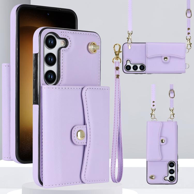 Custodia per telefono con slot per schede RFID e cordino lungo, For Samsung Galaxy S25+ 5G, For Samsung Galaxy S25 Ultra 5G, For Samsung Galaxy S24 Ultra 5G, For Samsung Galaxy S24+ 5G