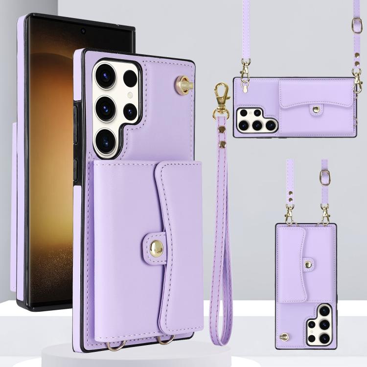 Custodia per telefono con slot per schede RFID e cordino lungo, For Samsung Galaxy S25+ 5G, For Samsung Galaxy S25 Ultra 5G, For Samsung Galaxy S24 Ultra 5G, For Samsung Galaxy S24+ 5G