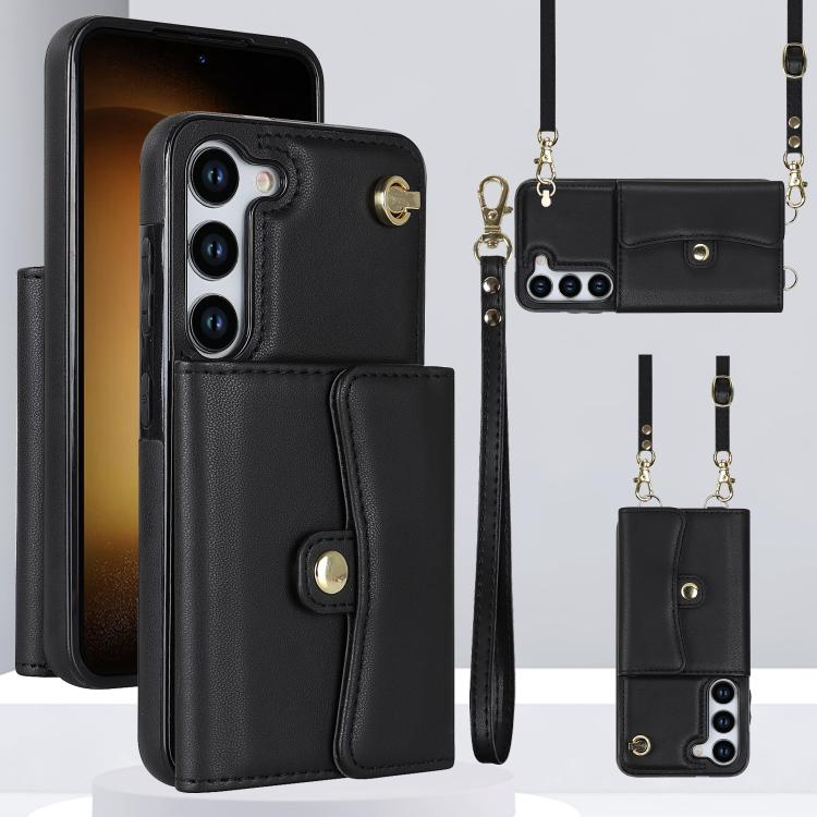 Custodia per telefono con slot per schede RFID e cordino lungo, For Samsung Galaxy S25+ 5G, For Samsung Galaxy S25 Ultra 5G, For Samsung Galaxy S24 Ultra 5G, For Samsung Galaxy S24+ 5G