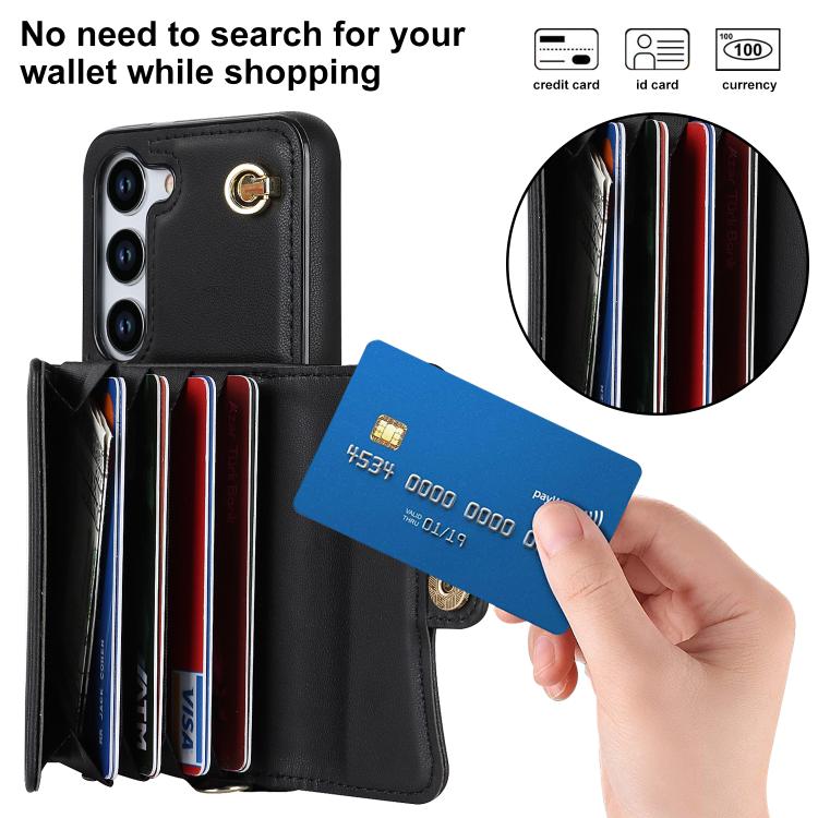 Custodia per telefono con slot per schede RFID e cordino lungo, For Samsung Galaxy S25+ 5G, For Samsung Galaxy S25 Ultra 5G, For Samsung Galaxy S24 Ultra 5G, For Samsung Galaxy S24+ 5G