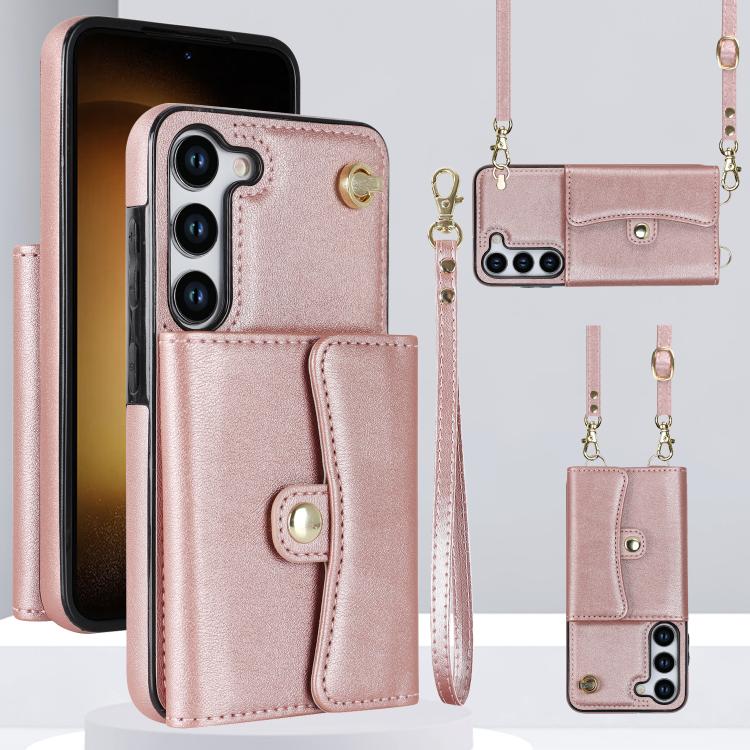 Custodia per telefono con slot per schede RFID e cordino lungo, For Samsung Galaxy S25+ 5G, For Samsung Galaxy S25 Ultra 5G, For Samsung Galaxy S24 Ultra 5G, For Samsung Galaxy S24+ 5G