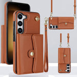 Custodia per telefono con slot per schede RFID e cordino lungo, For Samsung Galaxy S25+ 5G, For Samsung Galaxy S25 Ultra 5G, For Samsung Galaxy S24 Ultra 5G, For Samsung Galaxy S24+ 5G
