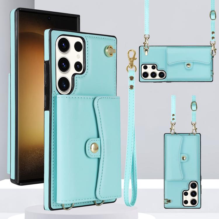 Custodia per telefono con slot per schede RFID e cordino lungo, For Samsung Galaxy S25+ 5G, For Samsung Galaxy S25 Ultra 5G, For Samsung Galaxy S24 Ultra 5G, For Samsung Galaxy S24+ 5G