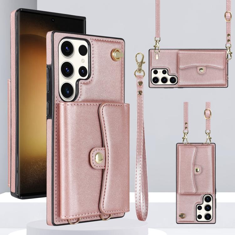 Custodia per telefono con slot per schede RFID e cordino lungo, For Samsung Galaxy S25+ 5G, For Samsung Galaxy S25 Ultra 5G, For Samsung Galaxy S24 Ultra 5G, For Samsung Galaxy S24+ 5G