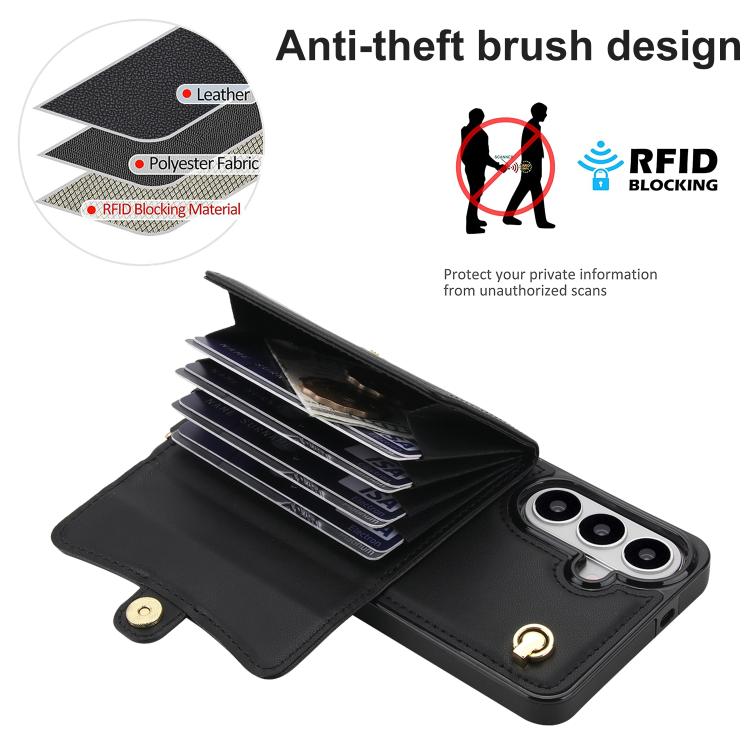 Custodia per telefono con slot per schede RFID e cordino lungo, For Samsung Galaxy S26+ 5G, For Samsung Galaxy S26 Ultra 5G, For Samsung Galaxy S26 5G, For Samsung Galaxy S25 5G