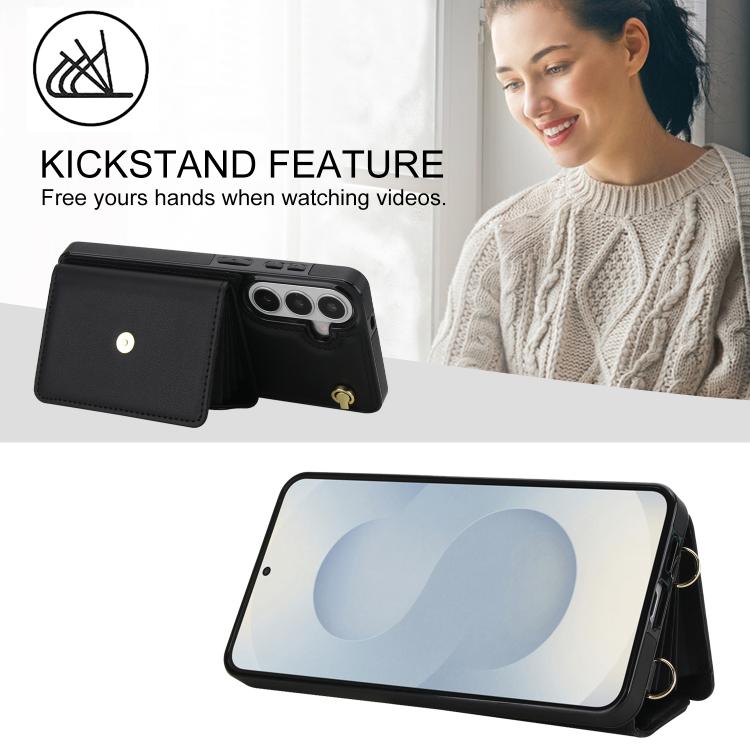 Custodia per telefono con slot per schede RFID e cordino lungo, For Samsung Galaxy S26+ 5G, For Samsung Galaxy S26 Ultra 5G, For Samsung Galaxy S26 5G, For Samsung Galaxy S25 5G