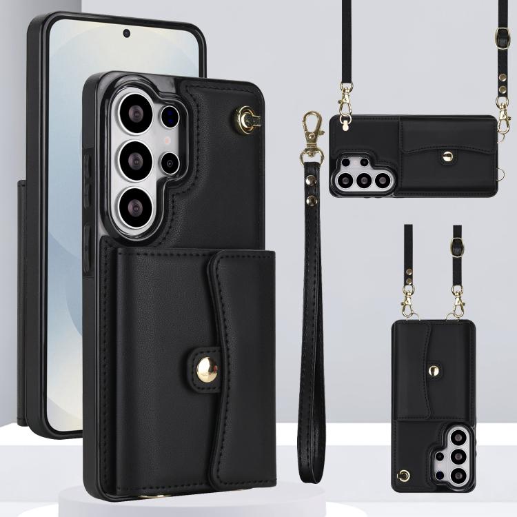 Custodia per telefono con slot per schede RFID e cordino lungo, For Samsung Galaxy S26+ 5G, For Samsung Galaxy S26 Ultra 5G, For Samsung Galaxy S26 5G, For Samsung Galaxy S25 5G