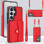 Custodia per telefono con slot per schede RFID e cordino lungo, For Samsung Galaxy S26+ 5G, For Samsung Galaxy S26 Ultra 5G, For Samsung Galaxy S26 5G, For Samsung Galaxy S25 5G
