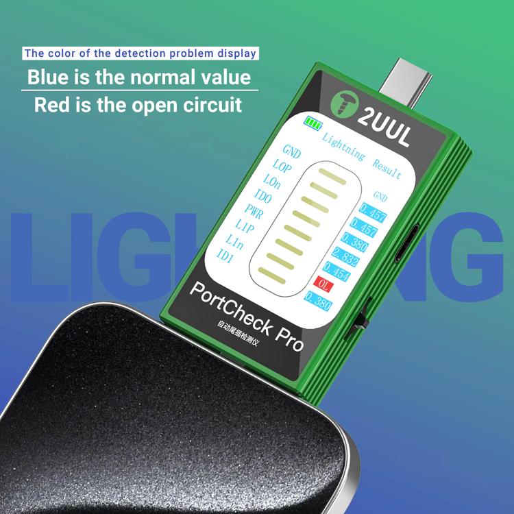 2uul PW31 PortCheck Pro 5V / 2A Type-C / Lighting Interface Automatic Tail Plug Detector, PW31