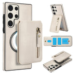 Custodia per telefono con cerniera e MagSafe in pelle divisa, For Samsung Galaxy S24 5G, For Samsung Galaxy S23 FE 5G, For Samsung Galaxy S23 Ultra 5G