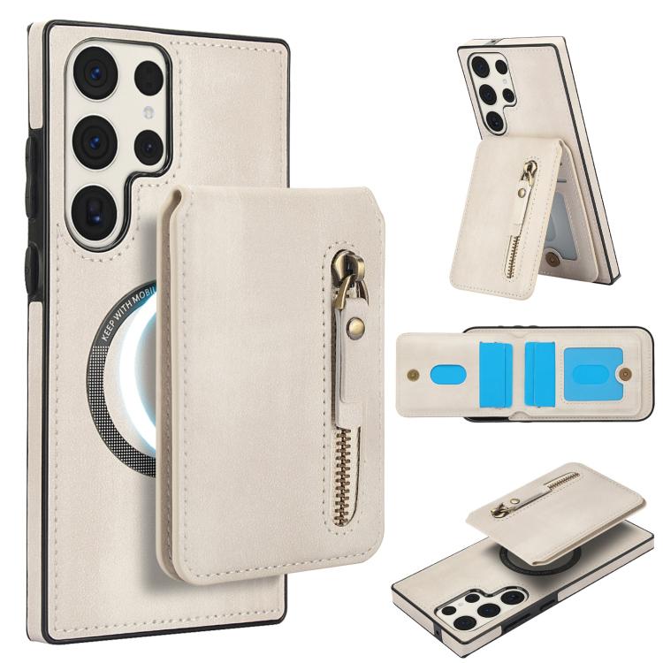Custodia per telefono con cerniera e MagSafe in pelle divisa, For Samsung Galaxy S24 5G, For Samsung Galaxy S23 FE 5G, For Samsung Galaxy S23 Ultra 5G