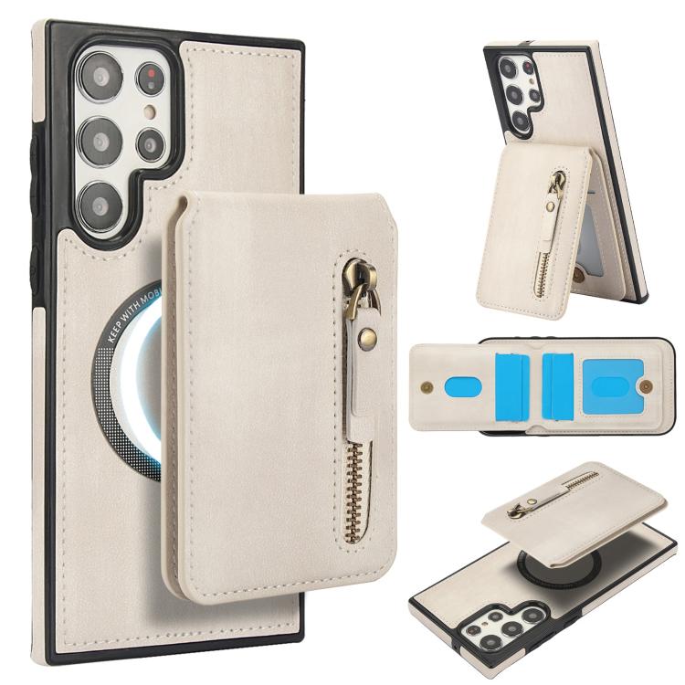 Custodia per telefono con cerniera e MagSafe in pelle divisa, For Samsung Galaxy S23+ 5G, For Samsung Galaxy S23 5G, For Samsung Galaxy S22 Ultra 5G