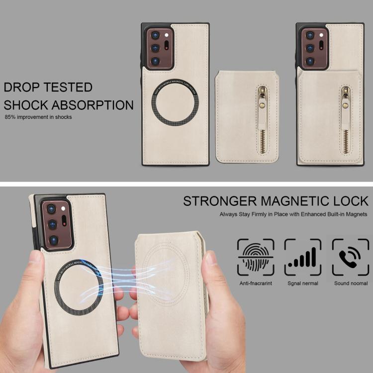 Custodia per telefono con cerniera e MagSafe in pelle divisa, For Samsung Galaxy Note20 Ultra, For Samsung Galaxy Note20