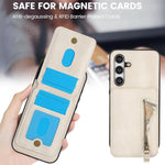Custodia per telefono con cerniera e MagSafe in pelle divisa, For Samsung Galaxy S24 FE 5G, For Samsung Galaxy S24 Ultra 5G, For Samsung Galaxy S24+ 5G