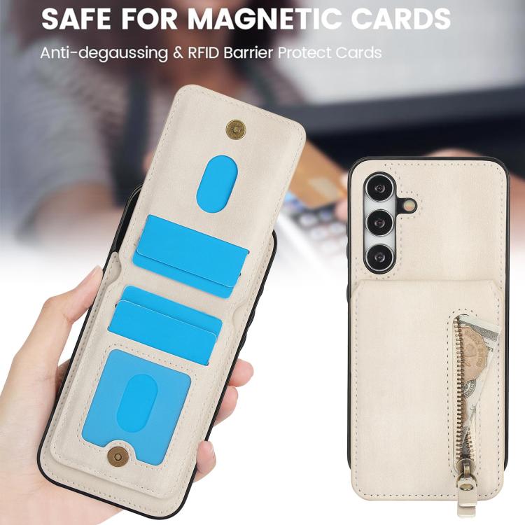 Custodia per telefono con cerniera e MagSafe in pelle divisa, For Samsung Galaxy S24 FE 5G, For Samsung Galaxy S24 Ultra 5G, For Samsung Galaxy S24+ 5G