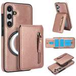 Custodia per telefono con cerniera e MagSafe in pelle divisa, For Samsung Galaxy S24 FE 5G, For Samsung Galaxy S24 Ultra 5G, For Samsung Galaxy S24+ 5G