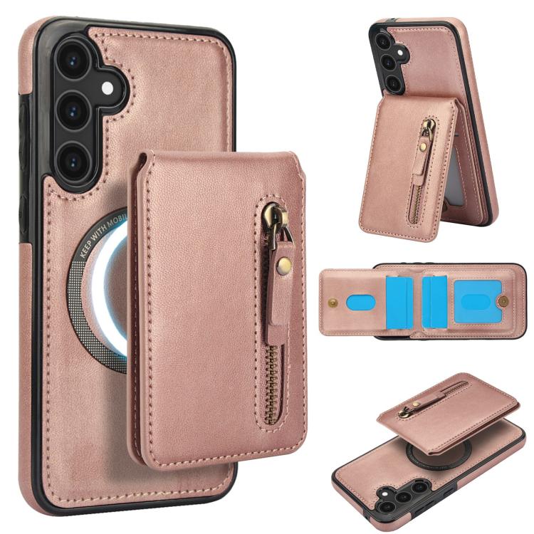 Custodia per telefono con cerniera e MagSafe in pelle divisa, For Samsung Galaxy S24 5G, For Samsung Galaxy S23 FE 5G, For Samsung Galaxy S23 Ultra 5G