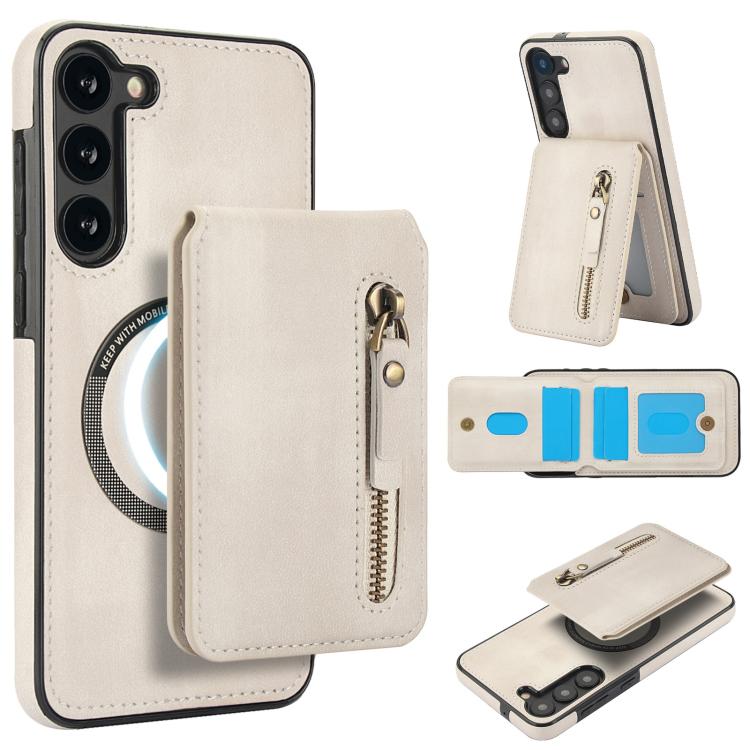 Custodia per telefono con cerniera e MagSafe in pelle divisa, For Samsung Galaxy S23+ 5G, For Samsung Galaxy S23 5G, For Samsung Galaxy S22 Ultra 5G