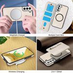 Custodia per telefono con cerniera e MagSafe in pelle divisa, For Samsung Galaxy S22+ 5G, For Samsung Galaxy S22 5G, For Samsung Galaxy S21 FE 5G