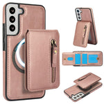 Custodia per telefono con cerniera e MagSafe in pelle divisa, For Samsung Galaxy S22+ 5G, For Samsung Galaxy S22 5G, For Samsung Galaxy S21 FE 5G