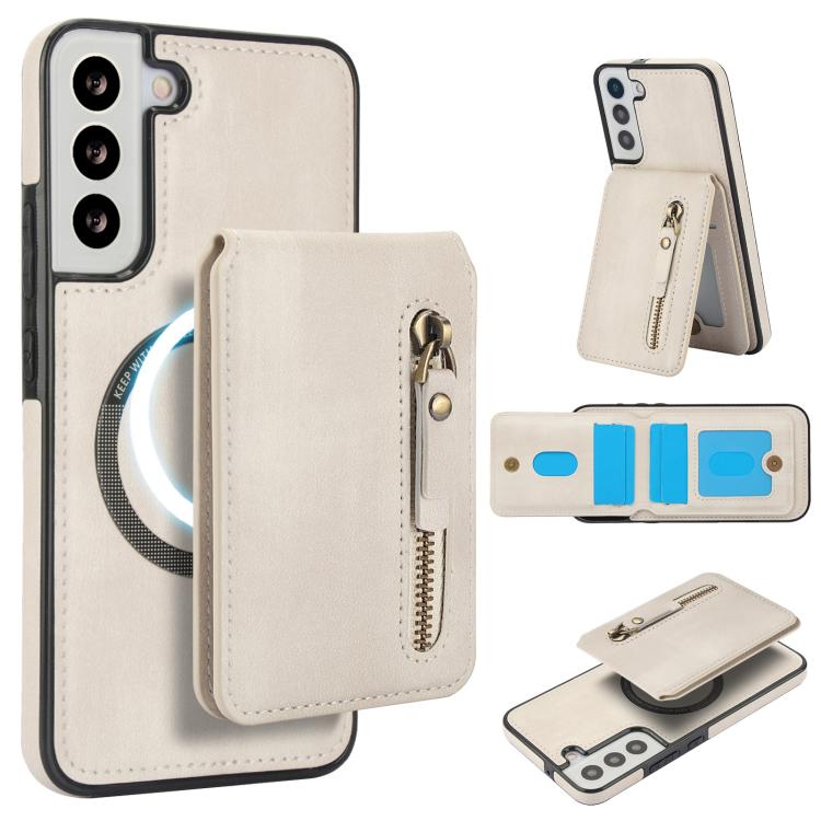 Custodia per telefono con cerniera e MagSafe in pelle divisa, For Samsung Galaxy S22+ 5G, For Samsung Galaxy S22 5G, For Samsung Galaxy S21 FE 5G
