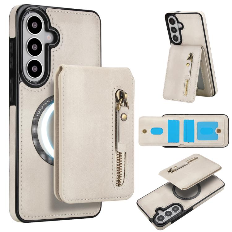 Custodia per telefono con cerniera e MagSafe in pelle divisa, For Samsung Galaxy S26+ 5G, For Samsung Galaxy S26 Ultra 5G, For Samsung Galaxy S26 5G