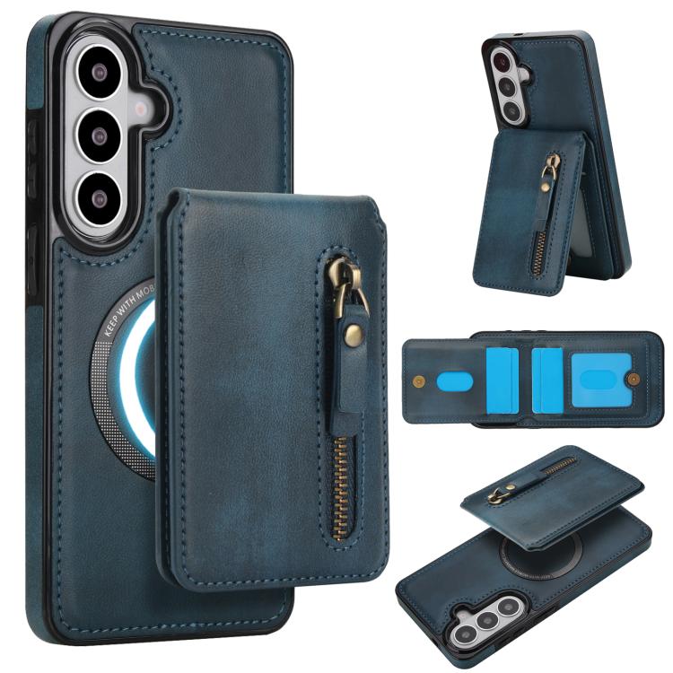Custodia per telefono con cerniera e MagSafe in pelle divisa, For Samsung Galaxy S26+ 5G, For Samsung Galaxy S26 Ultra 5G, For Samsung Galaxy S26 5G