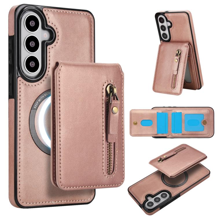 Custodia per telefono con cerniera e MagSafe in pelle divisa, For Samsung Galaxy S26+ 5G, For Samsung Galaxy S26 Ultra 5G, For Samsung Galaxy S26 5G