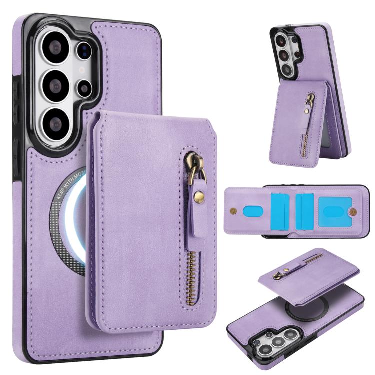 Custodia per telefono con cerniera e MagSafe in pelle divisa, For Samsung Galaxy S26+ 5G, For Samsung Galaxy S26 Ultra 5G, For Samsung Galaxy S26 5G