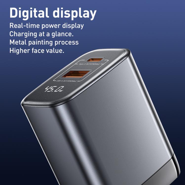 Caricabatterie rapido REMAX U2-AC 67W USB e Type-C GaN con display digitale, EU Plug, UK Plug