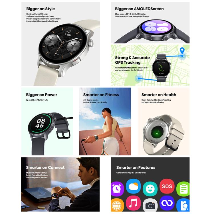 Zeblaze Btalk 3 GPS 1.43 pollici HD AMOLED Screen Health Fitness Smart Watch, Supporto Chiamata Bluetooth