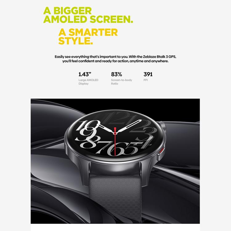 Zeblaze Btalk 3 GPS 1.43 pollici HD AMOLED Screen Health Fitness Smart Watch, Supporto Chiamata Bluetooth