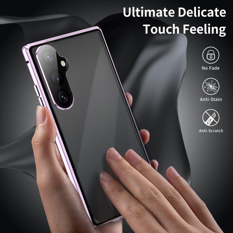 Custodia per telefono in vetro temperato con copertura completa HD magnetica in metallo, For Samsung Galaxy S24 FE 5G