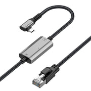 Cavo Ethernet per scheda di rete ad alta velocità RJ45 a USB-C / Type-C con curvatura laterale da 2 m, Type-C Side Bend