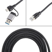 Cavo Ethernet per scheda di rete ad alta velocità RJ45 a USB-C / Type-C con curvatura laterale da 2 m, Type-C Side Bend