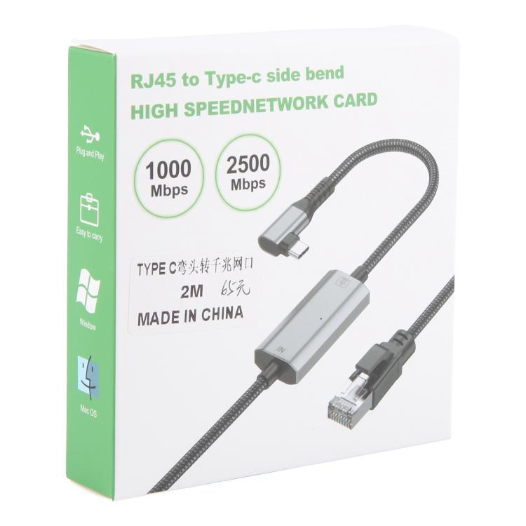 Cavo Ethernet USB-C RJ45 2 metri con curvatura laterale