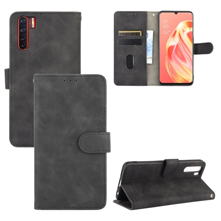 Tinta unita Skin Feel Fibbia magnetica Flip orizzontale Custodia in pelle PU con struttura in vitello con supporto e slot per schede e portafoglio, For OPPO A52 / A72 / A92, For OPPO A91 / F15 / Reno3(Southeast Asia Version), For OPPO A92s, For OPPO Ace2