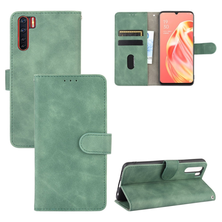 Tinta unita Skin Feel Fibbia magnetica Flip orizzontale Custodia in pelle PU con struttura in vitello con supporto e slot per schede e portafoglio, For OPPO A52 / A72 / A92, For OPPO A91 / F15 / Reno3(Southeast Asia Version), For OPPO A92s, For OPPO Ace2