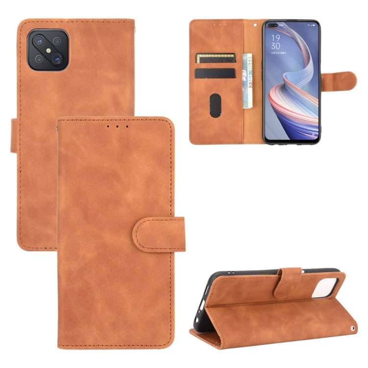 Tinta unita Skin Feel Fibbia magnetica Flip orizzontale Custodia in pelle PU con struttura in vitello con supporto e slot per schede e portafoglio, For OPPO A52 / A72 / A92, For OPPO A91 / F15 / Reno3(Southeast Asia Version), For OPPO A92s, For OPPO Ace2
