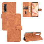 Tinta unita Skin Feel Fibbia magnetica Flip orizzontale Custodia in pelle PU con struttura in vitello con supporto e slot per schede e portafoglio, For OPPO Find X2 Pro, For OPPO Find X2, For OPPO Realme 5 Pro / Realme Q, For OPPO Realme 5 / Realme 5s