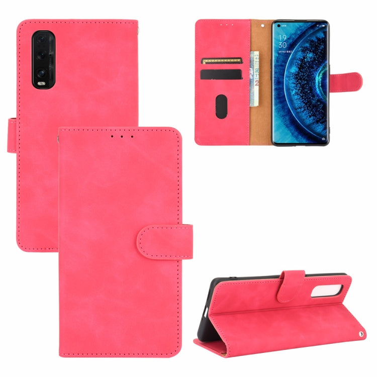 Tinta unita Skin Feel Fibbia magnetica Flip orizzontale Custodia in pelle PU con struttura in vitello con supporto e slot per schede e portafoglio, For OPPO Find X2 Pro, For OPPO Find X2, For OPPO Realme 5 Pro / Realme Q, For OPPO Realme 5 / Realme 5s